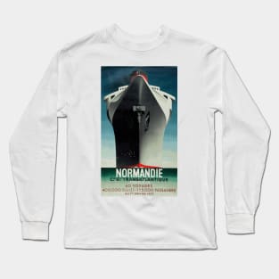 Normandie - French Ocean Liner - Iconic Art Deco Travel Poster Design by A M Cassandre Long Sleeve T-Shirt